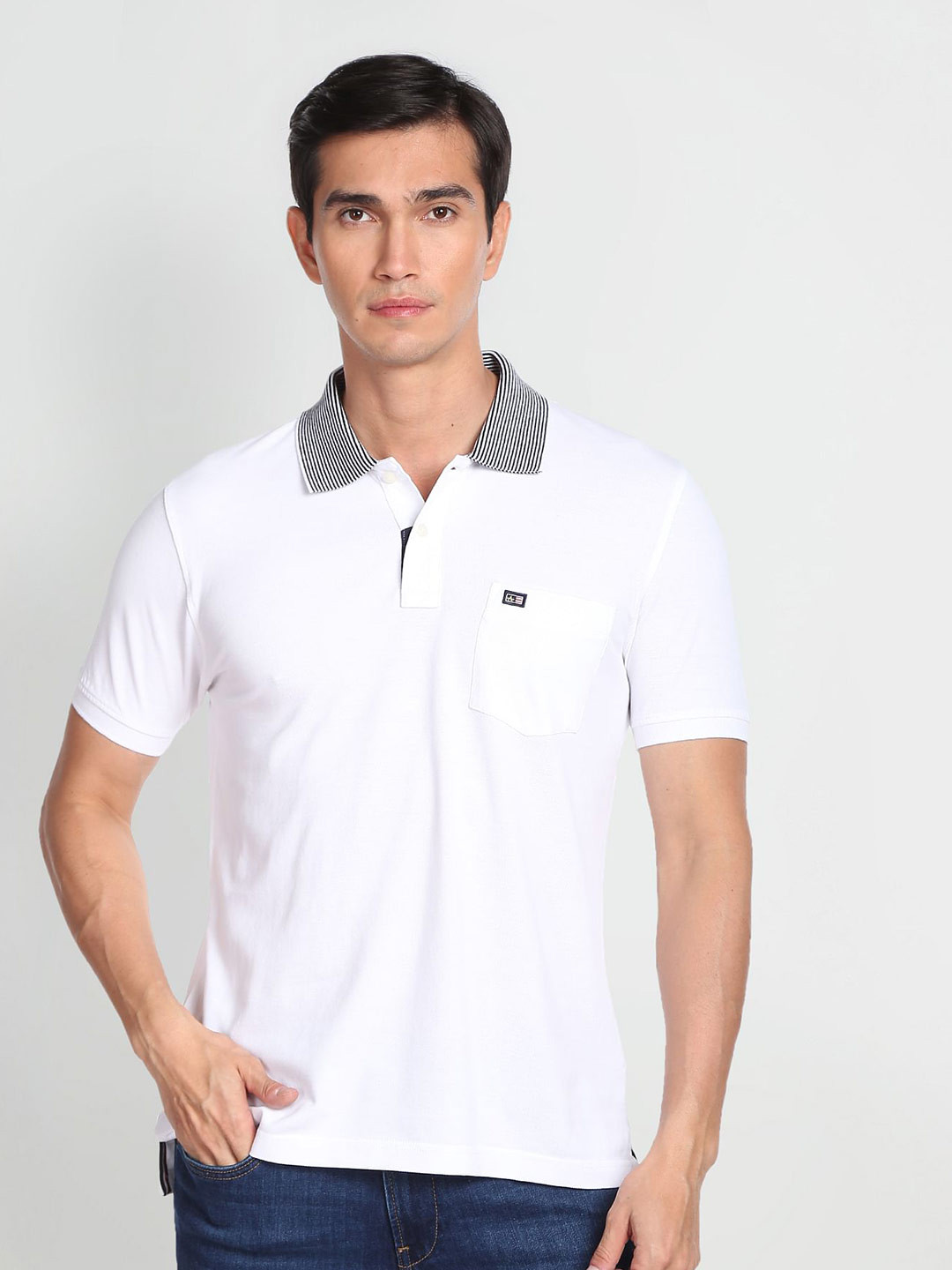 

Arrow Sport Polo Collar Compact Cotton Casual T-shirt, White