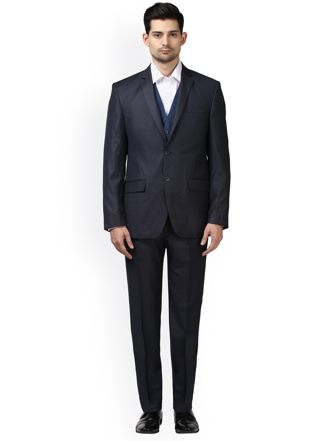 

Park Avenue Black Solid Woven Slim-Fit Single-Breasted Formal Suit
