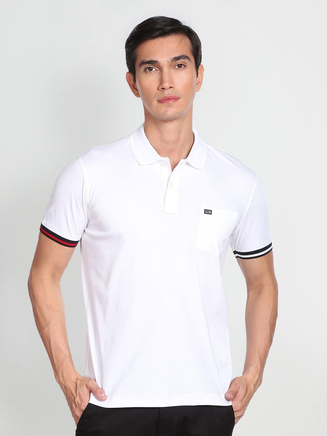 

Arrow Sport Polo Collar Mercerised Cotton Casual T-shirt, White