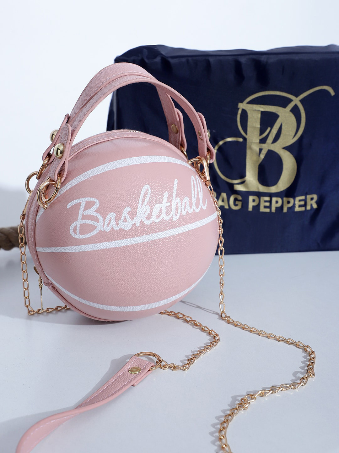 

Bag Pepper Typography Printed Structured Handheld Bag, Pink