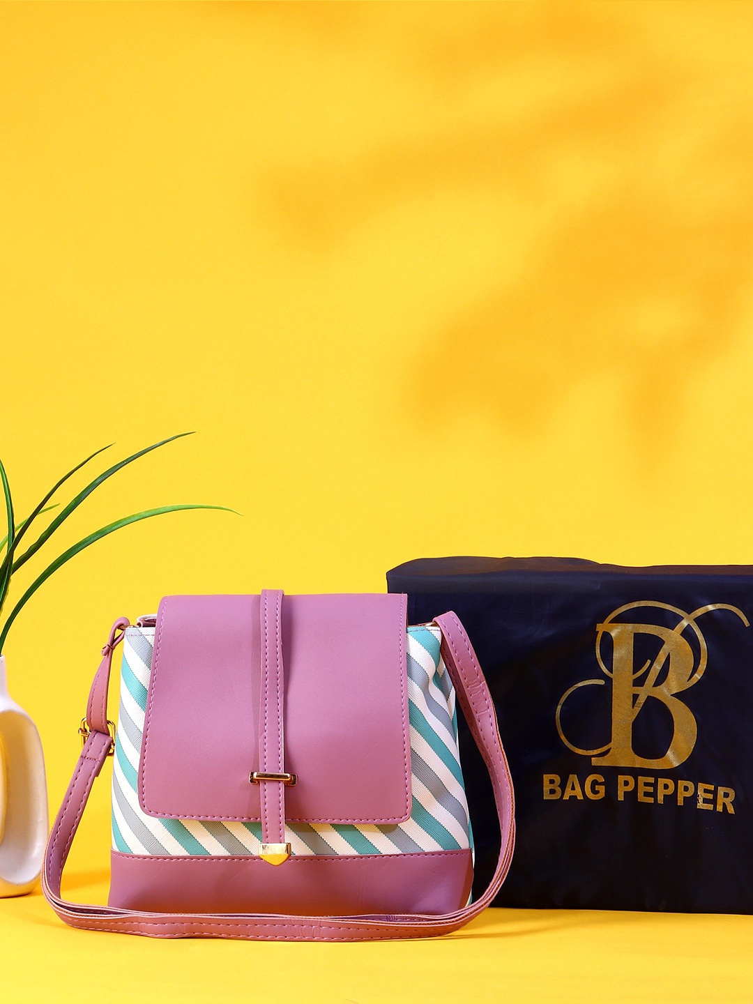 

Bag Pepper Striped Shopper Sling Bag, Purple