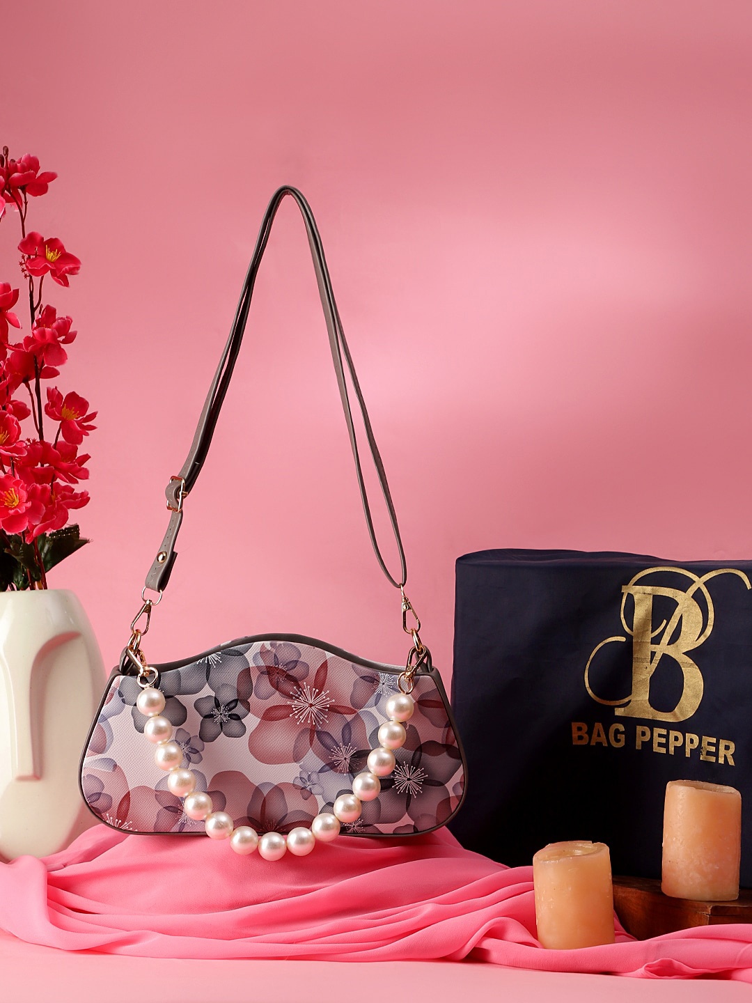 

Bag Pepper Floral Printed Structured Handheld Bag, Pink