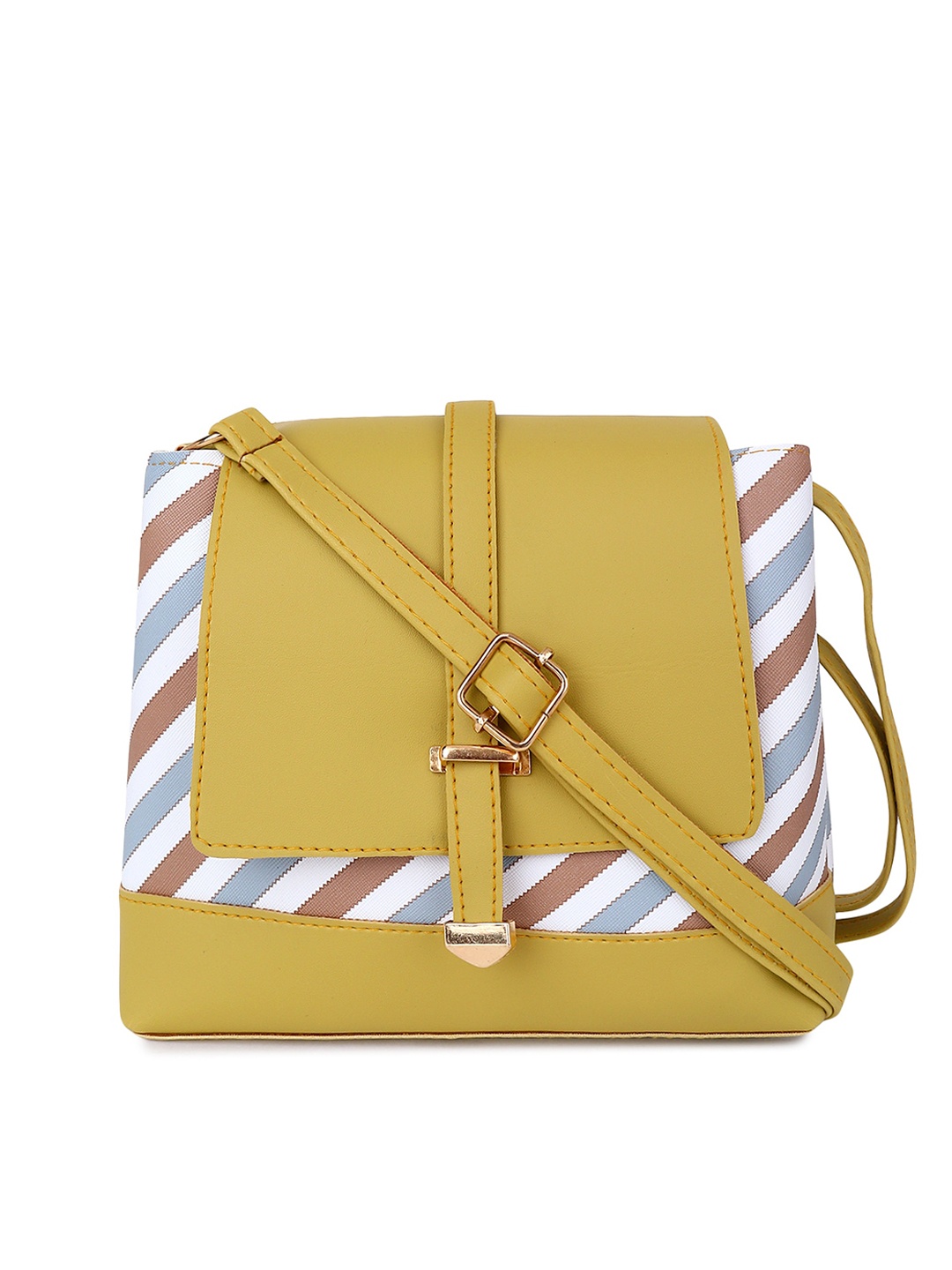 

Bag Pepper Women Striped Structured Sling Bag, Mustard