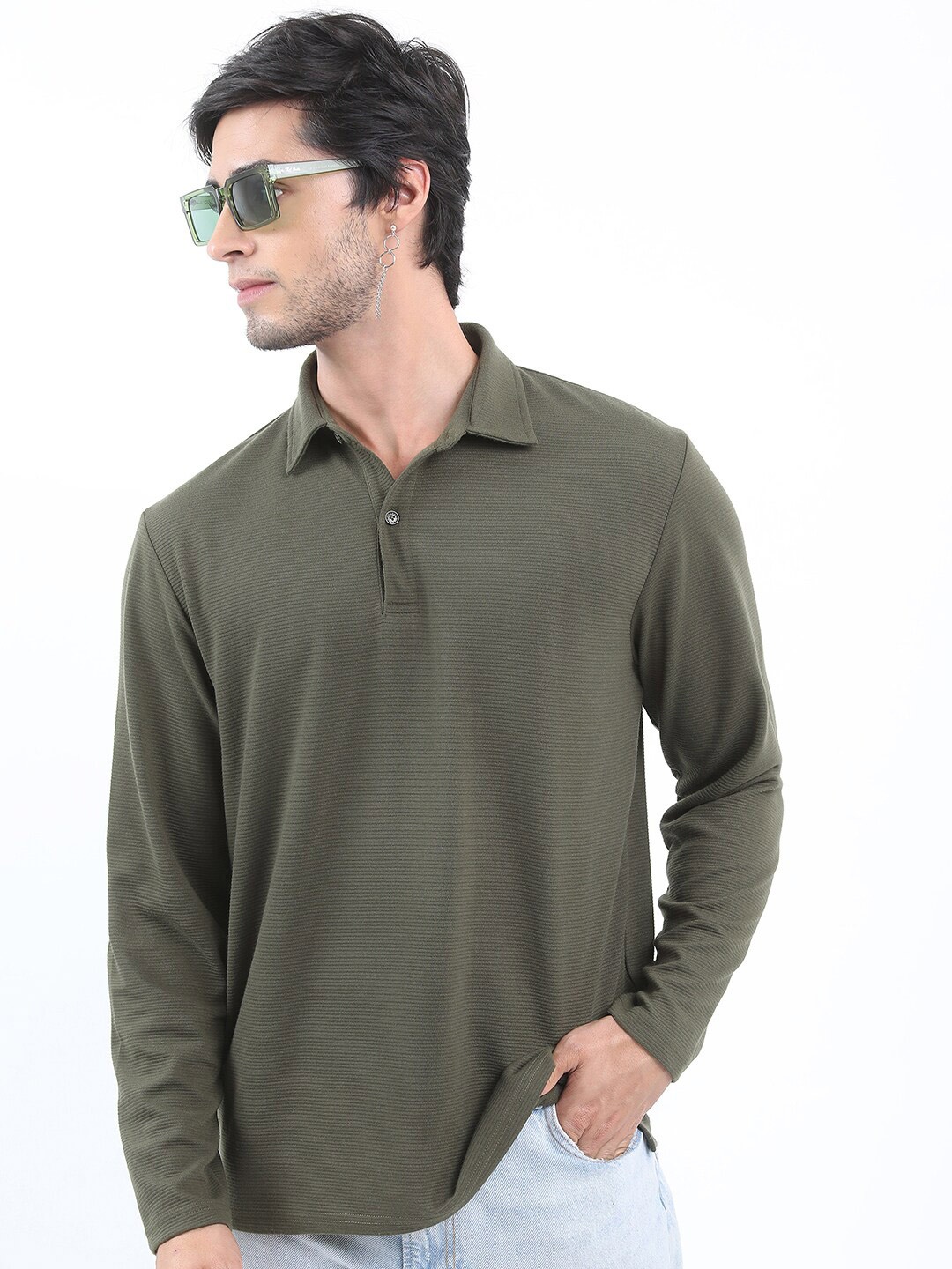 

KETCH Structured Regular Fit Polo Collar T-shirt, Olive