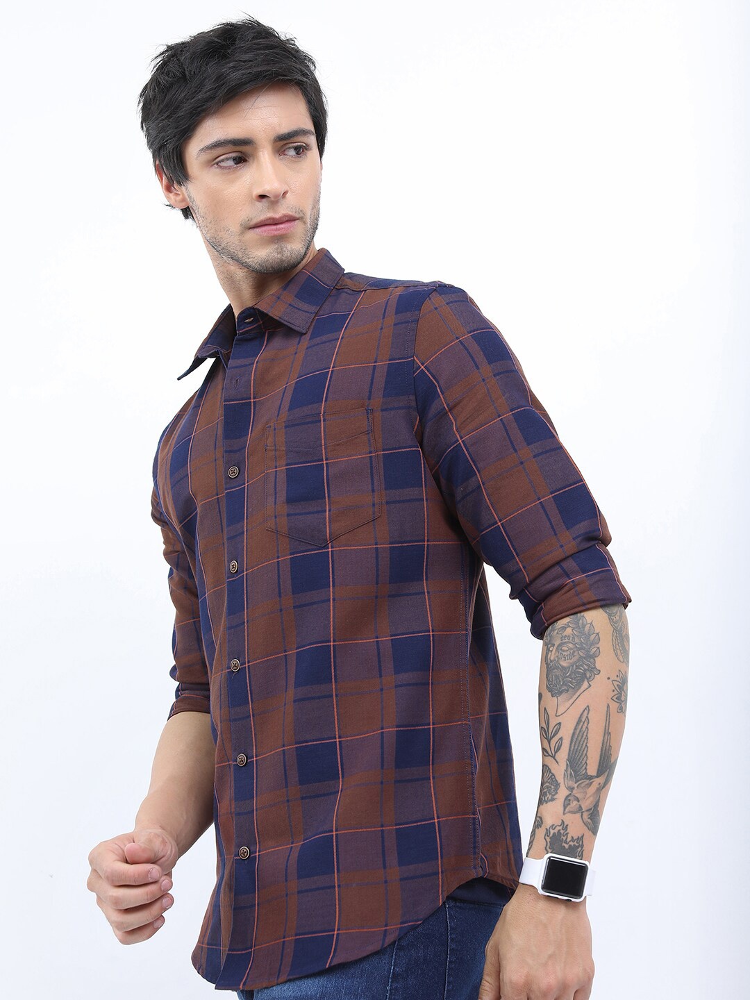 

KETCH Slim Fit Checked Casual Shirt, Rust