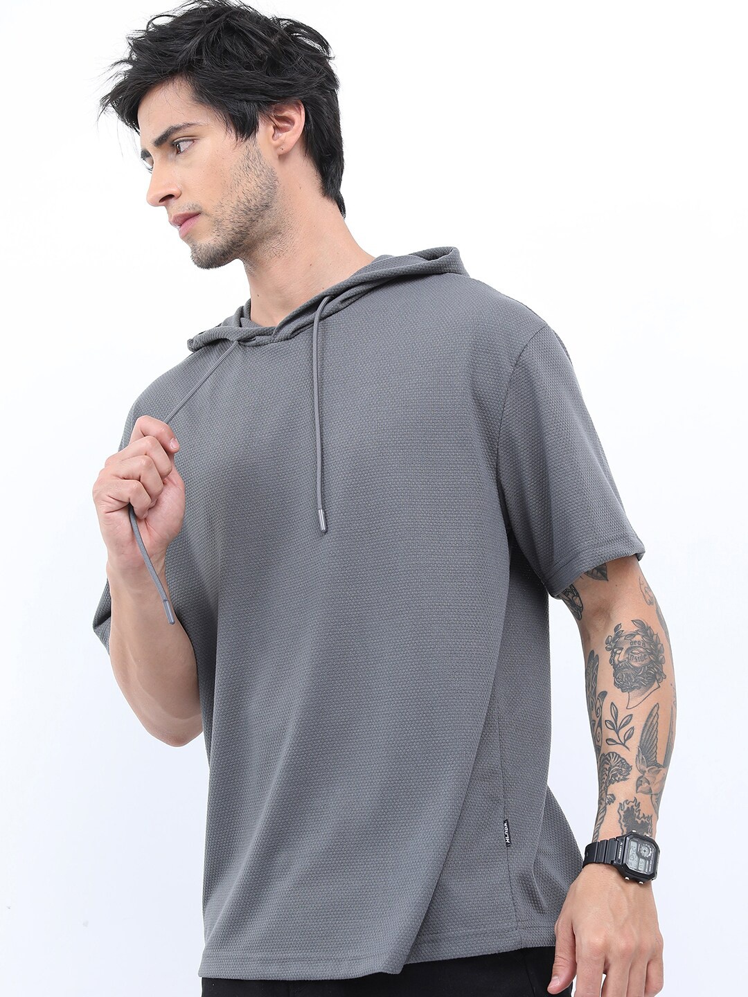 

HIGHLANDER Popcorn Structured Regular Fit Tshirt, Grey