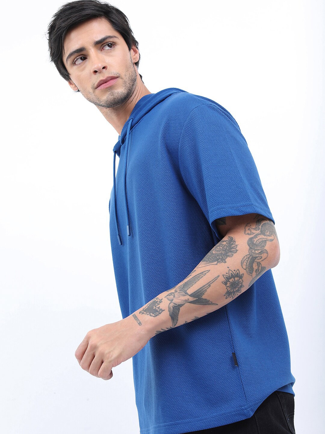 

HIGHLANDER Structured Hooded Oversized T-shirt, Blue