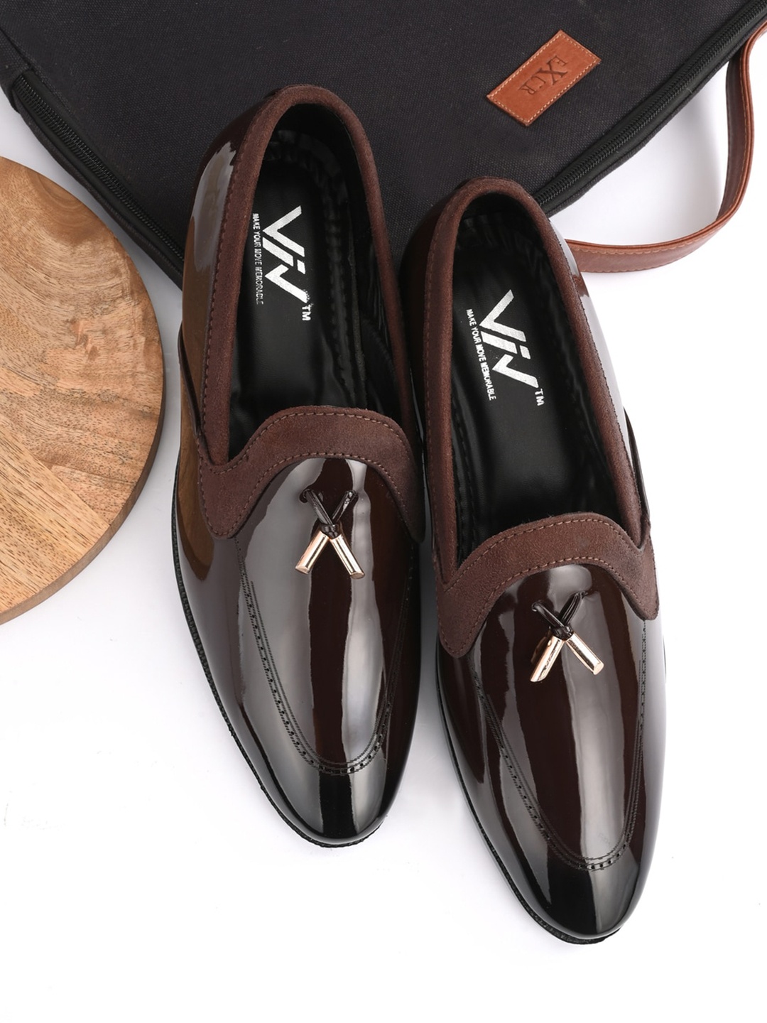 

VIV Men Round Toe Formal Slip-On Shoes, Brown