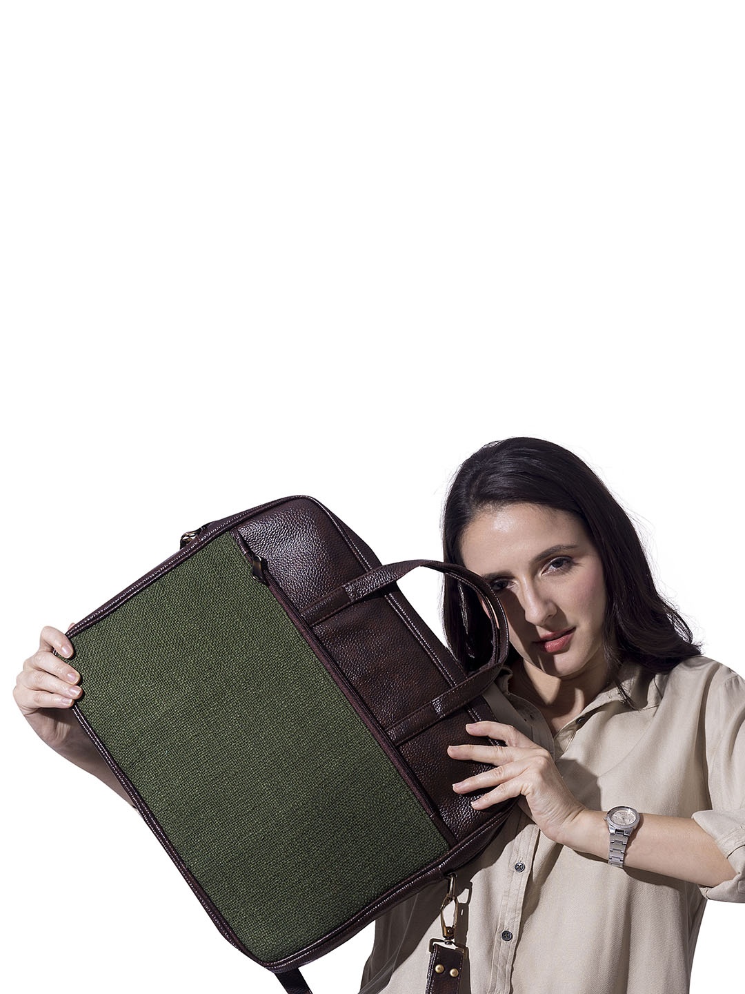 

NEPRI Handloom Laptop Bag, Olive