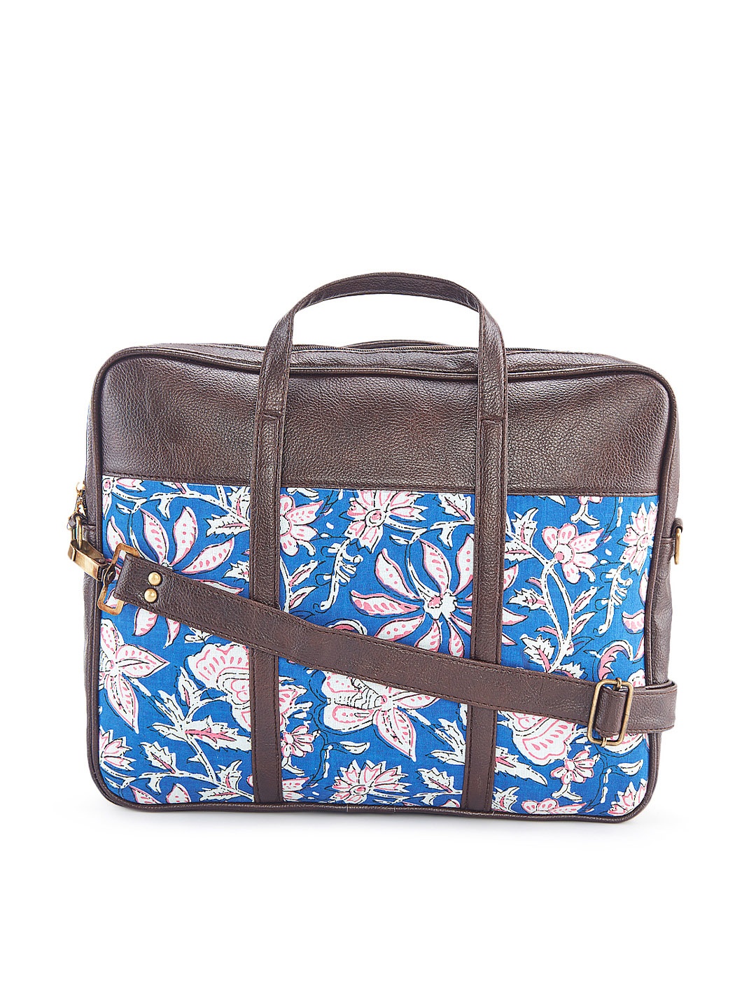 

NEPRI Lotus Block Printed Laptop Bag, Blue
