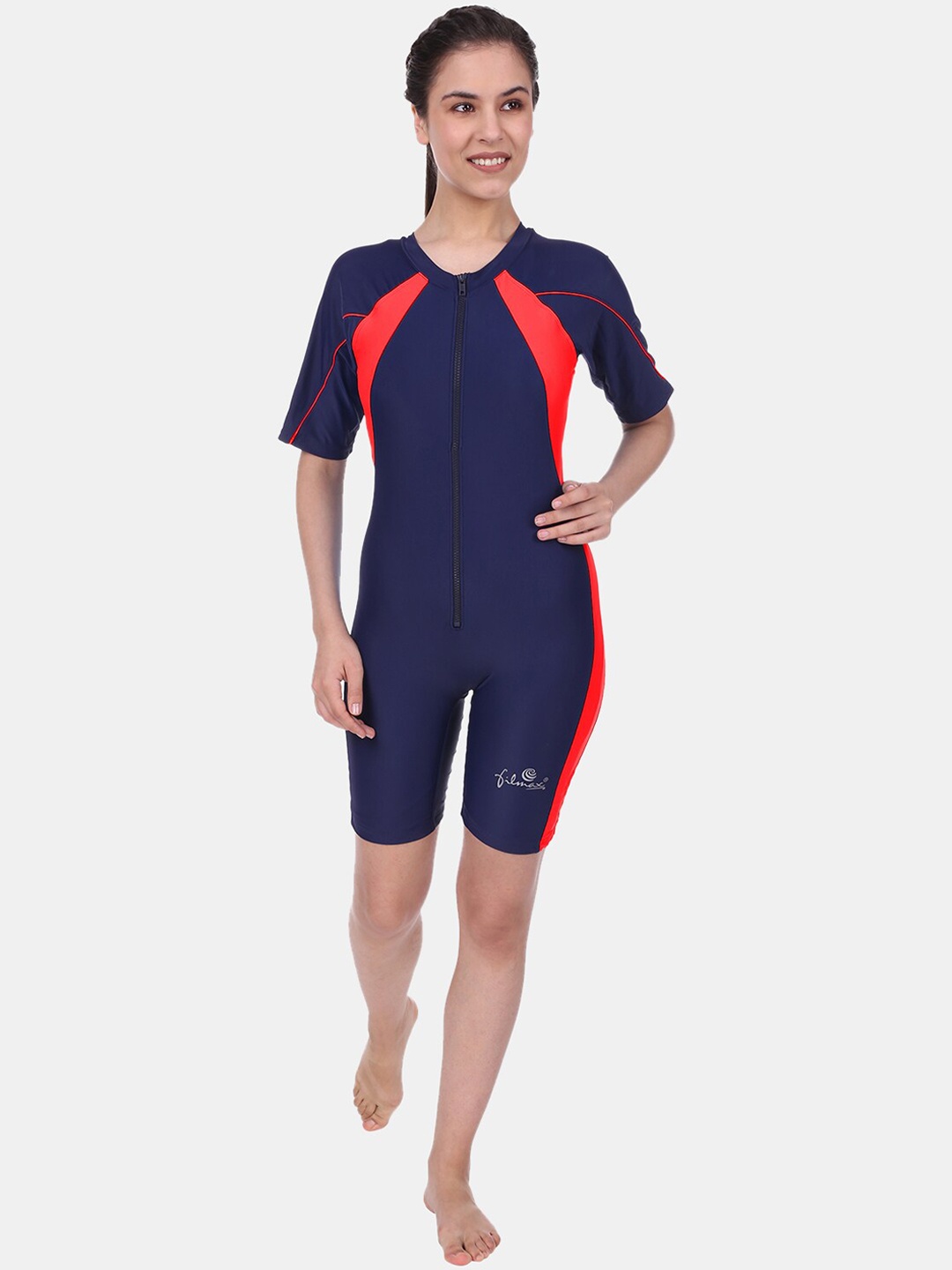 

FILMAX ORIGINALS Colour-Blocked Padded Swimwear Kneesuit, Navy blue