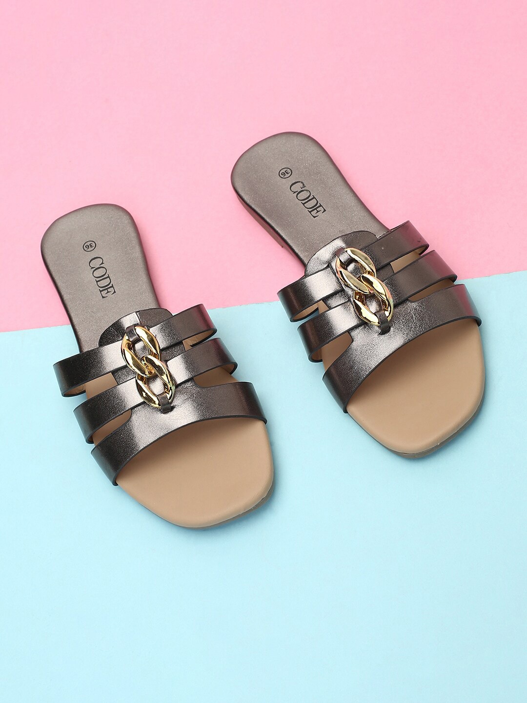 

CODE by Lifestyle Women Embellished Open Toe Flats, Grey