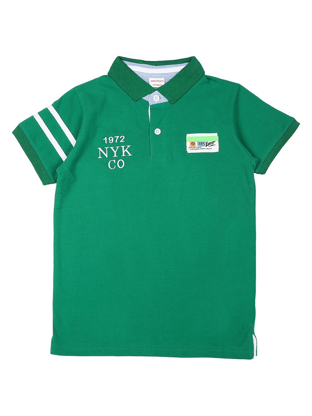 

RAINE AND JAINE Boys Embroidered Polo Collar Pure Cotton T-shirt, Green