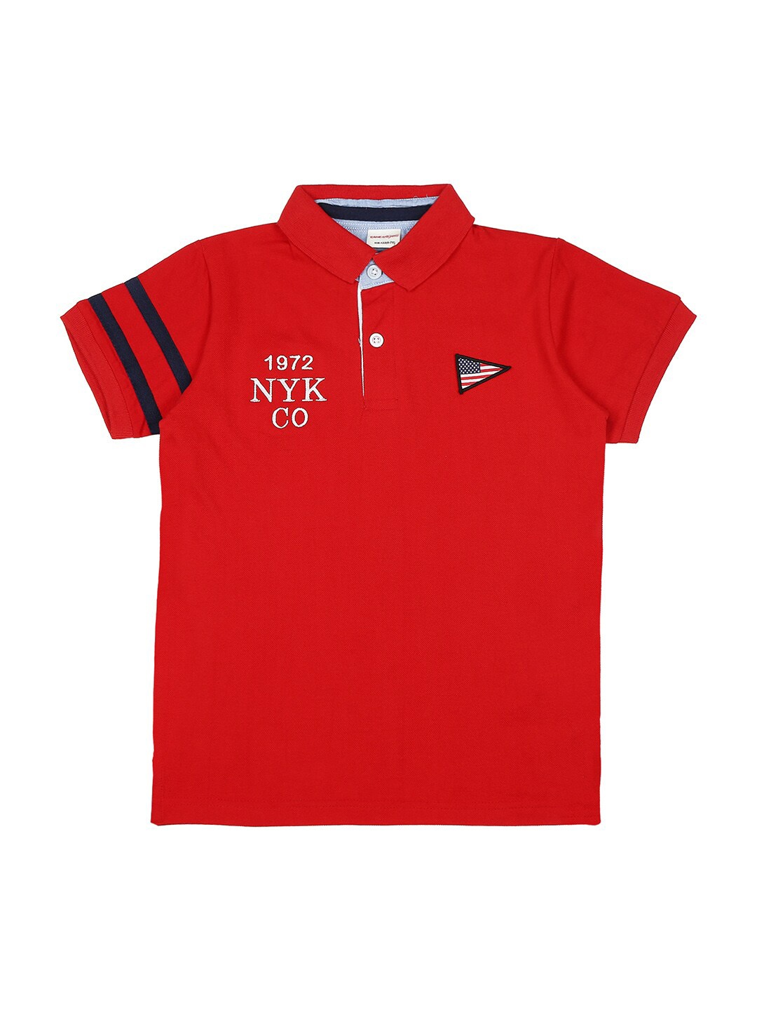 

RAINE AND JAINE Boys Embroidered Polo Collar Pure Cotton T-shirt, Red