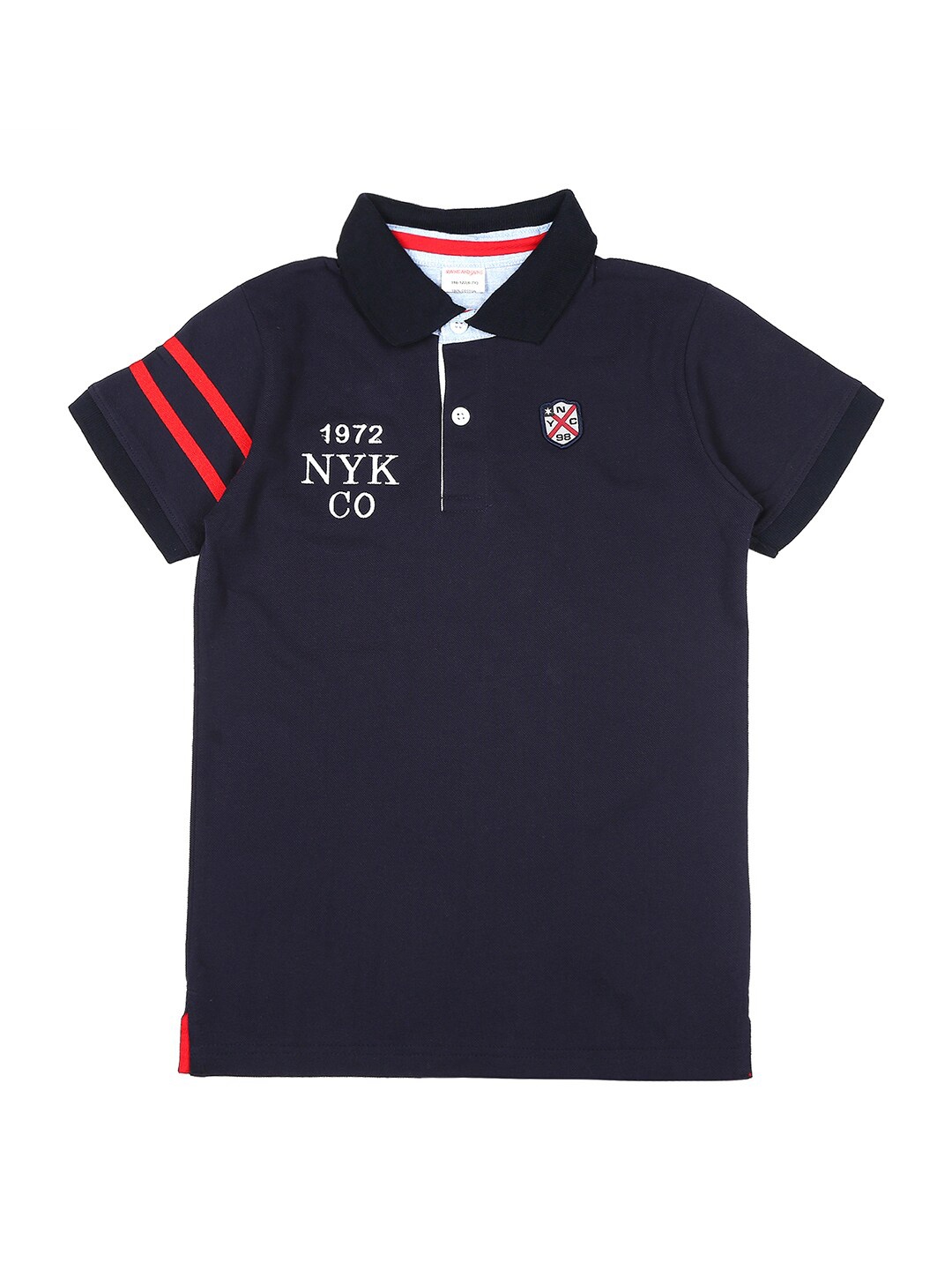 

RAINE AND JAINE Boys Embroidered Polo Collar Pure Cotton T-shirt, Navy blue