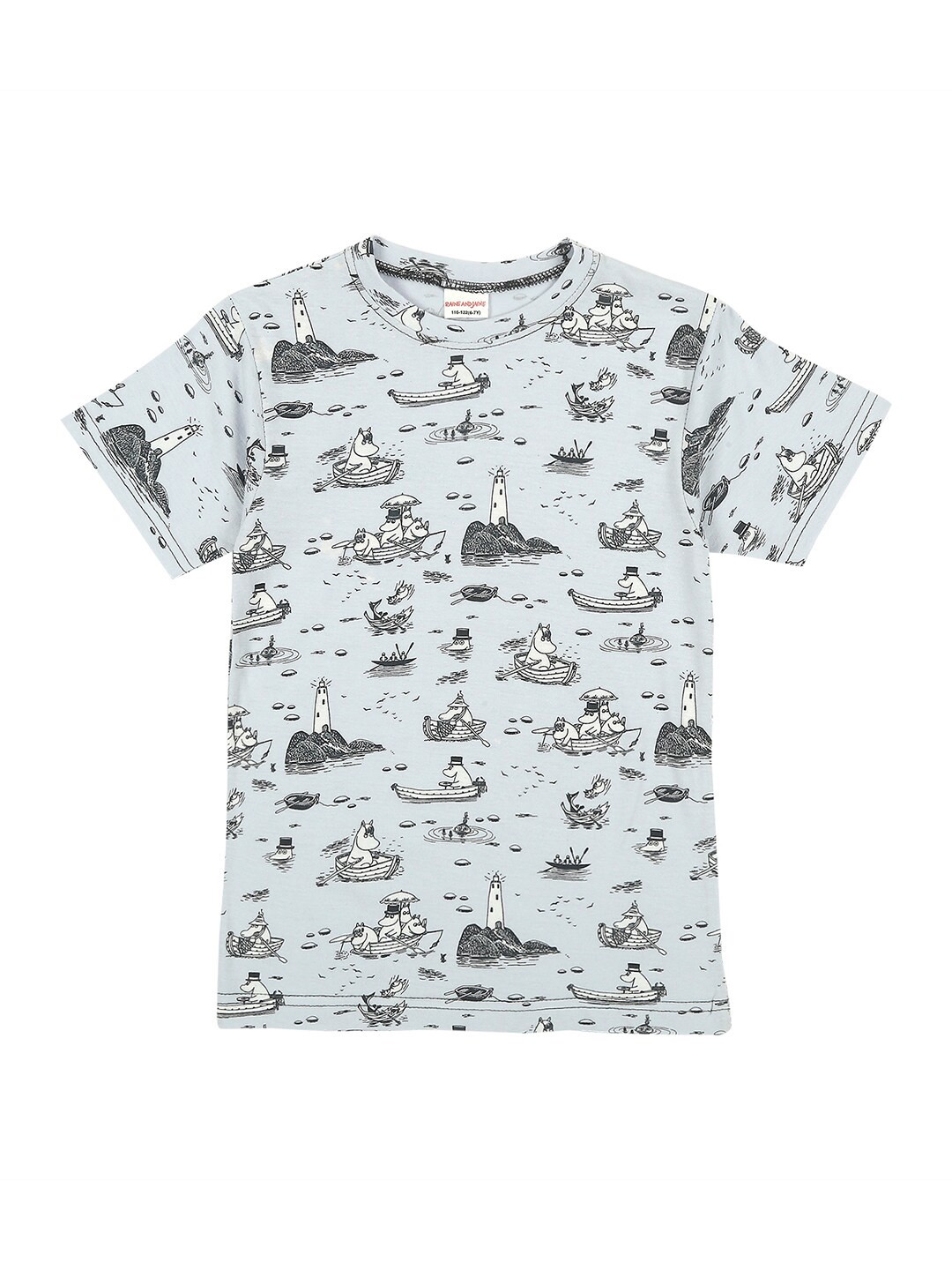 

RAINE AND JAINE Boys Conversational Printed Round Neck Pure Cotton T-shirt, Grey