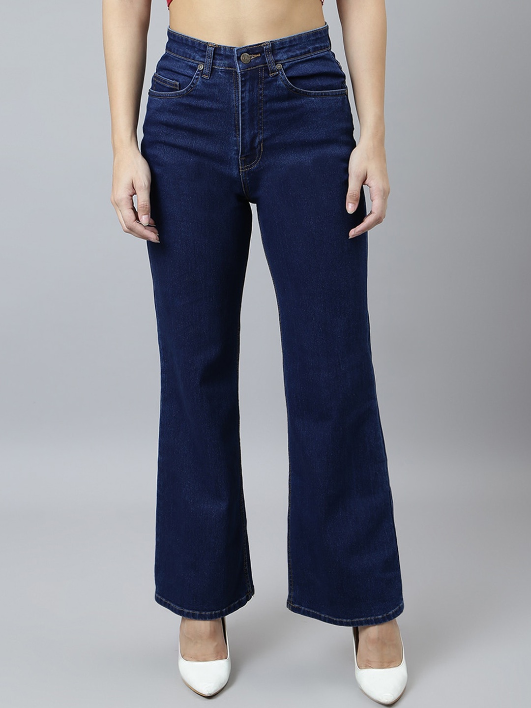 

GUTI Women Flared Clean Look High-Rise Bootcut Stretchable Jeans, Blue