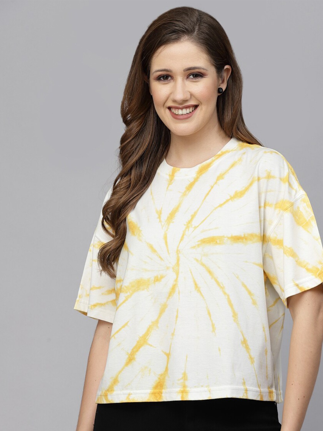 

Strong And Brave Odour Free Tie & Dye Loose Fit T-Shirt, Yellow