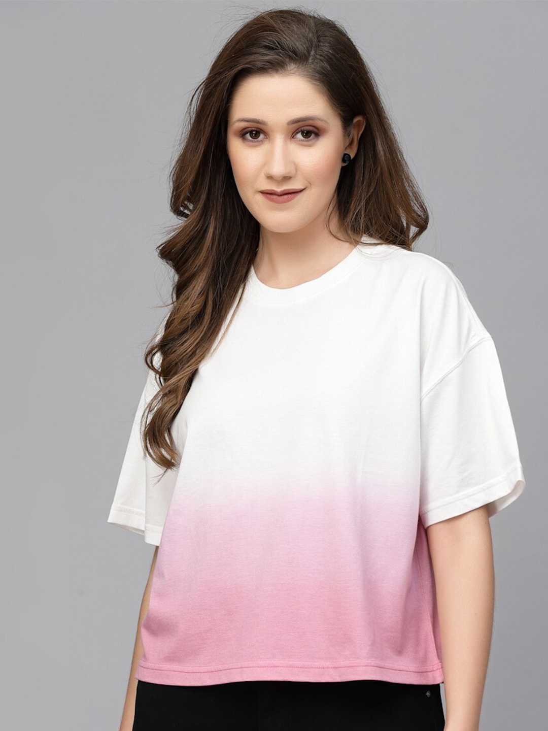 

Strong And Brave Women Tie and Dye Dyed Drop-Shoulder Sleeves Anti Odour Loose Fit T-shirt, White