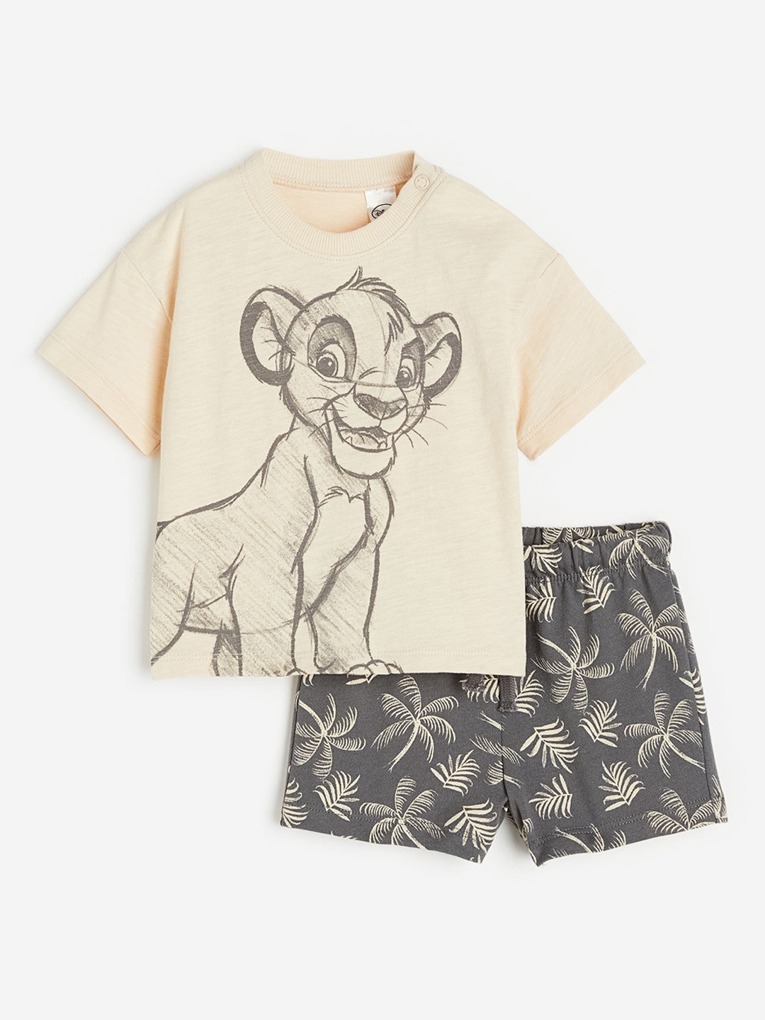 

H&M Boys 2-Piece Printed Pure Cotton Set, Beige