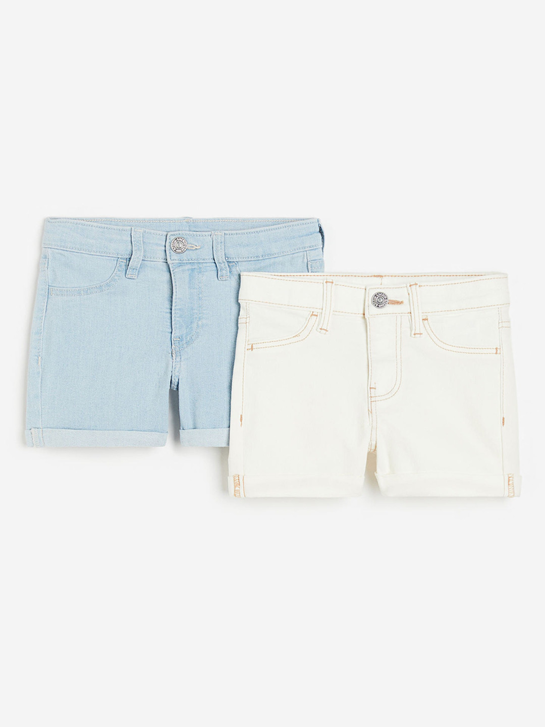 

H&M Girls 2-Pack Denim Shorts, Blue