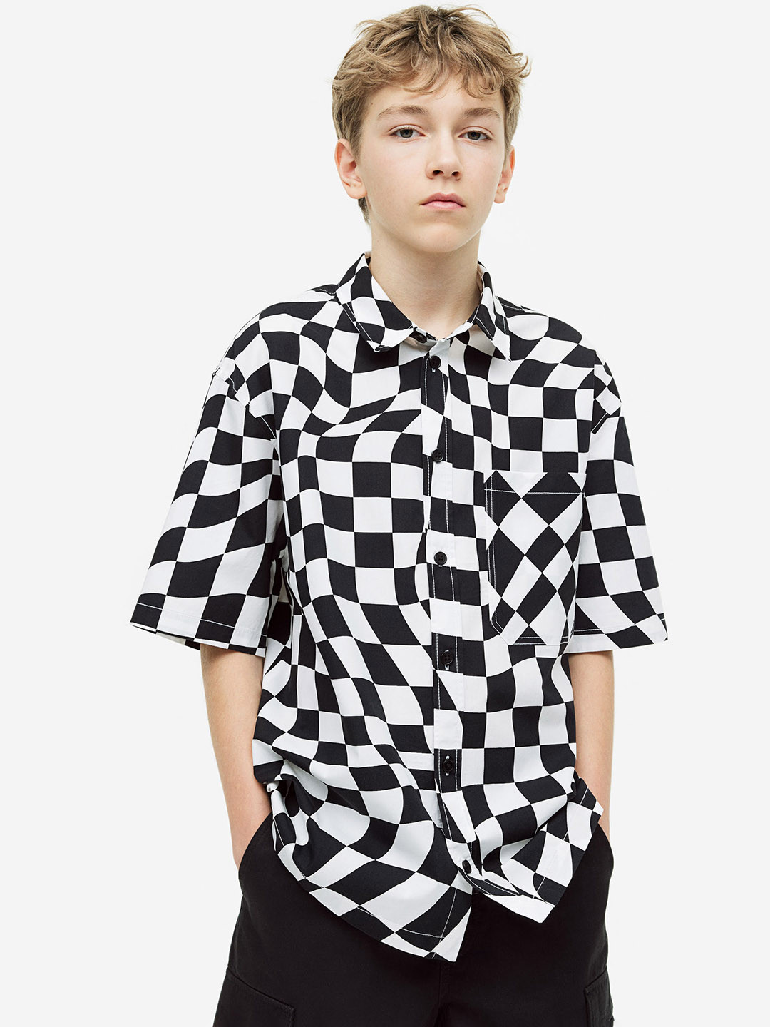 

H&M Boys Short-Sleeved Pure Cotton Shirt, White