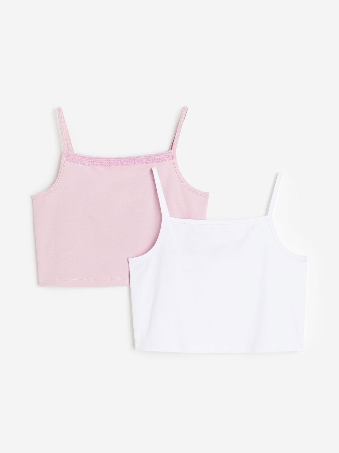 

H&M Girls 2-Pack Jersey Vest Tops, Pink