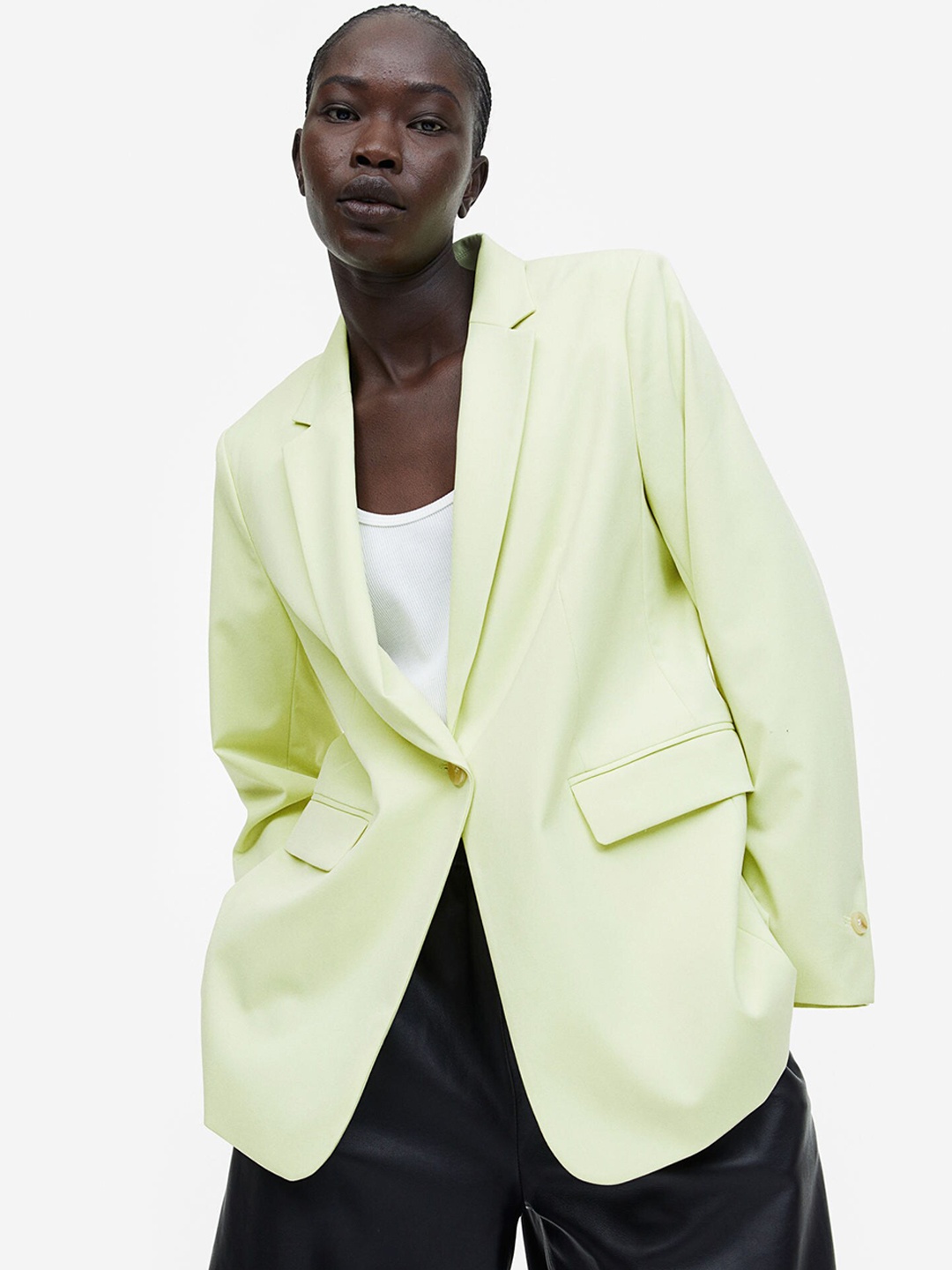 

H&M Women Single Breasted Jacket, Yellow