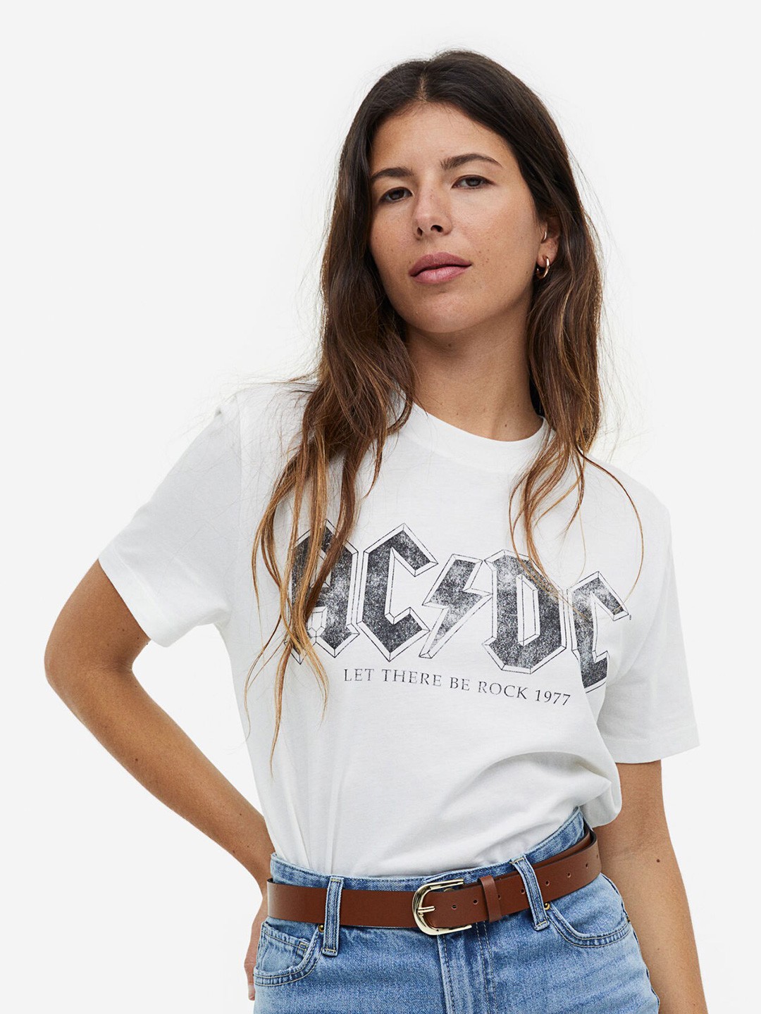 

H&M Women T-shirt With A Motif, White