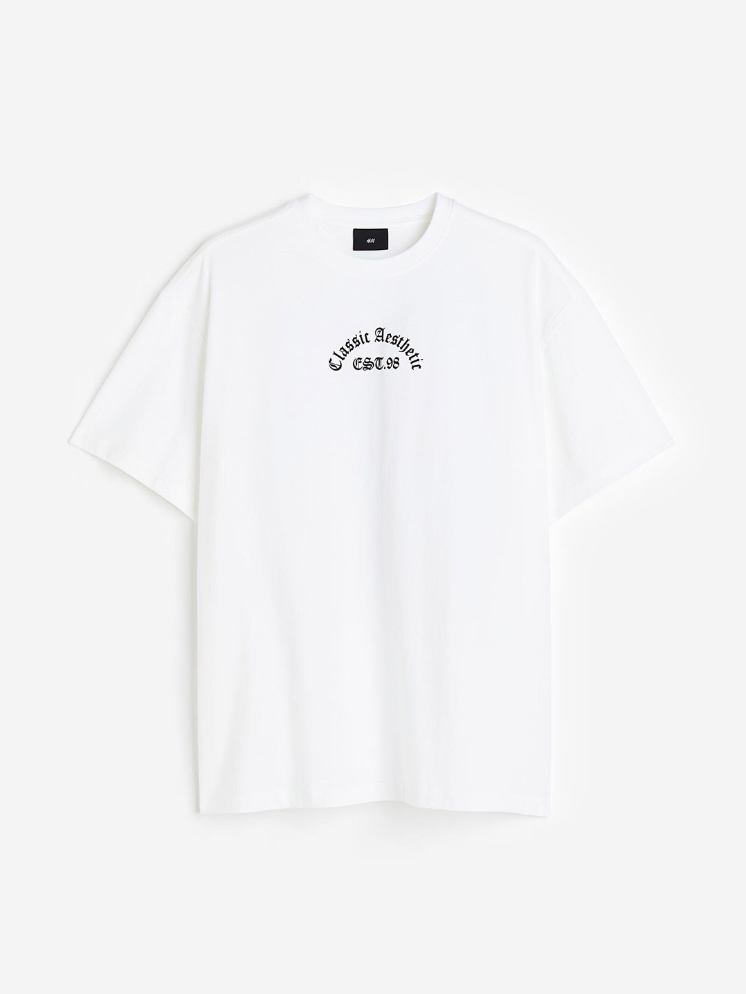 

H&M Men Pure Cotton Relaxed Fit Printed T-shirt, White