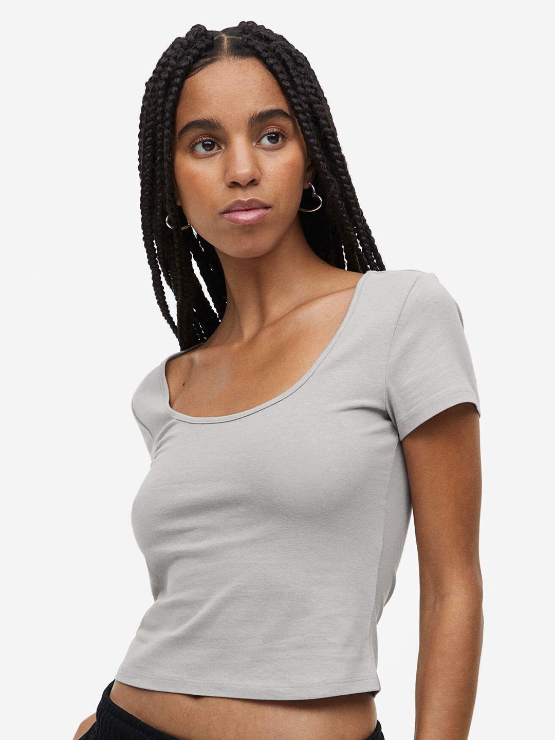 

H&M Cotton Jersey Top, Grey