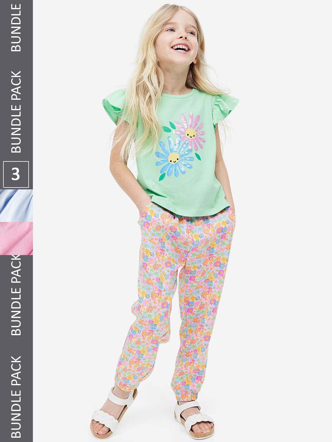 

H&M Girls 3-Pack Joggers, Blue