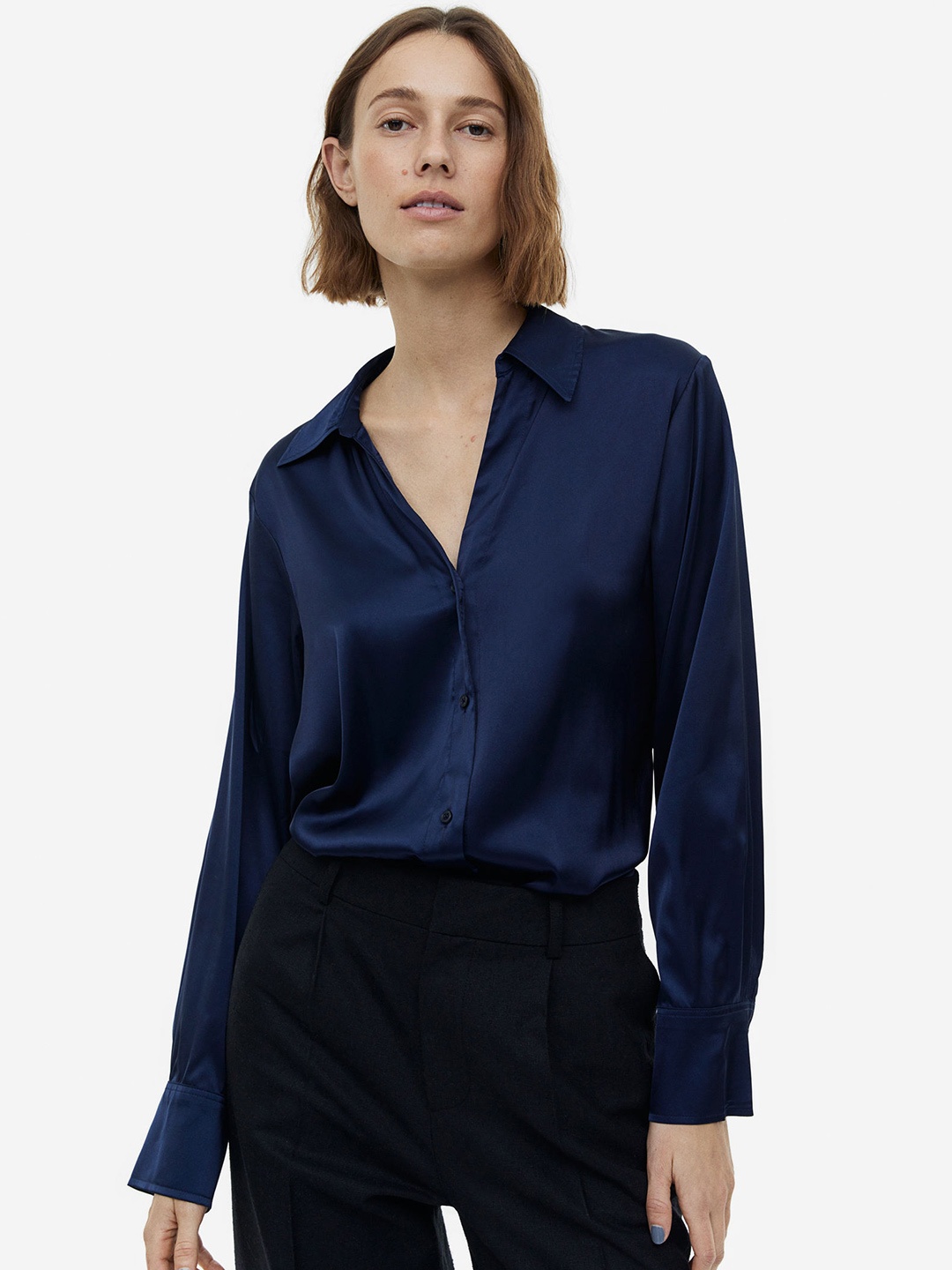 

H&M V-Neck Blouse, Blue
