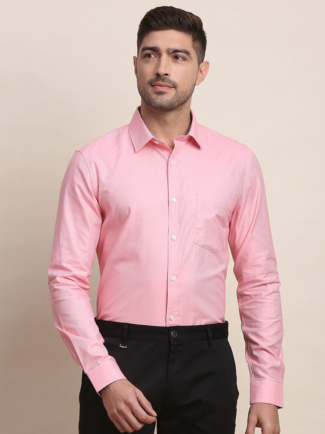 

INVICTUS Slim Fit Spread Collar Pure Cotton Formal Shirt, Pink