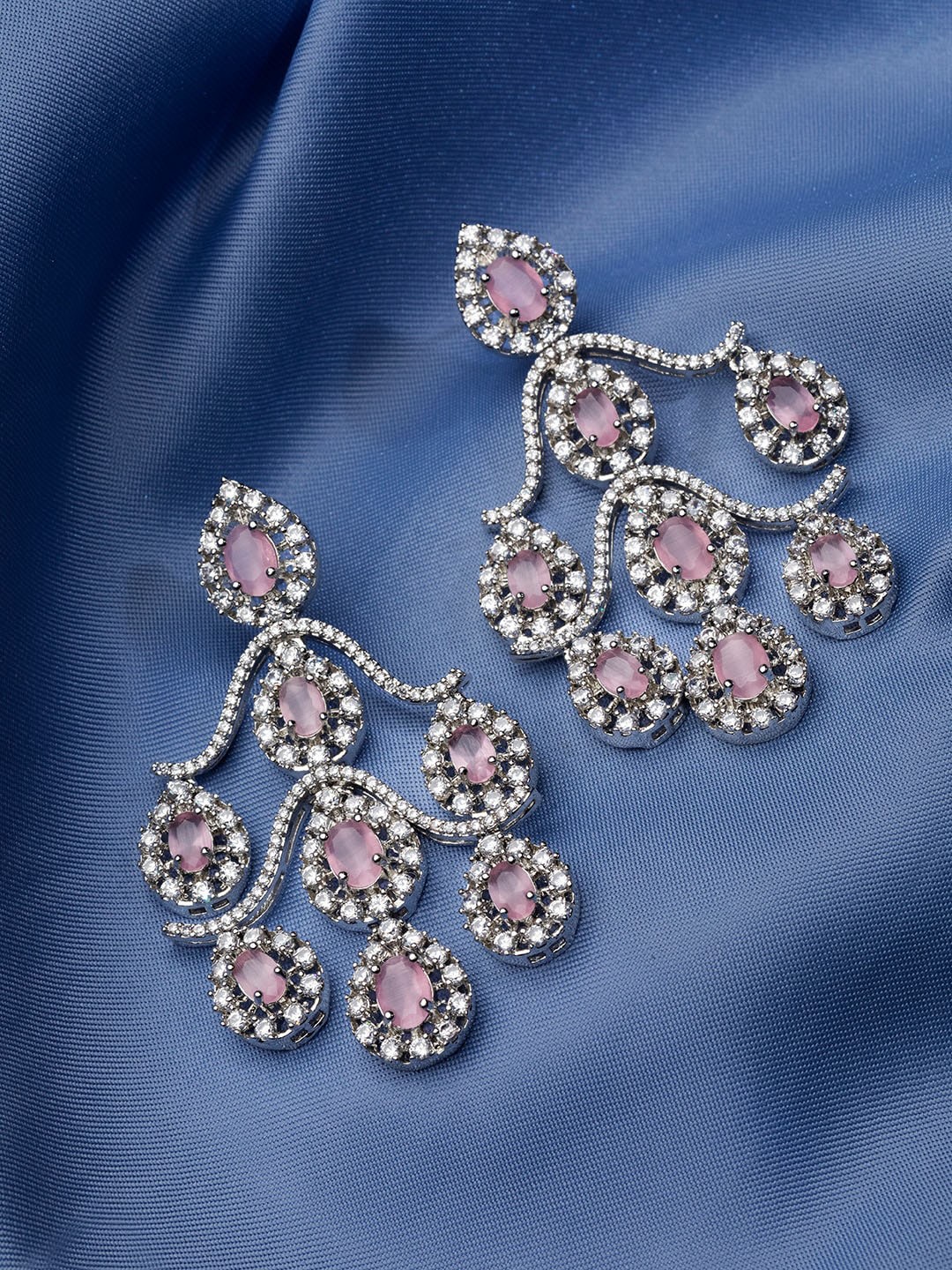 

Priyaasi Silver-Plated Contemporary Drop Earrings