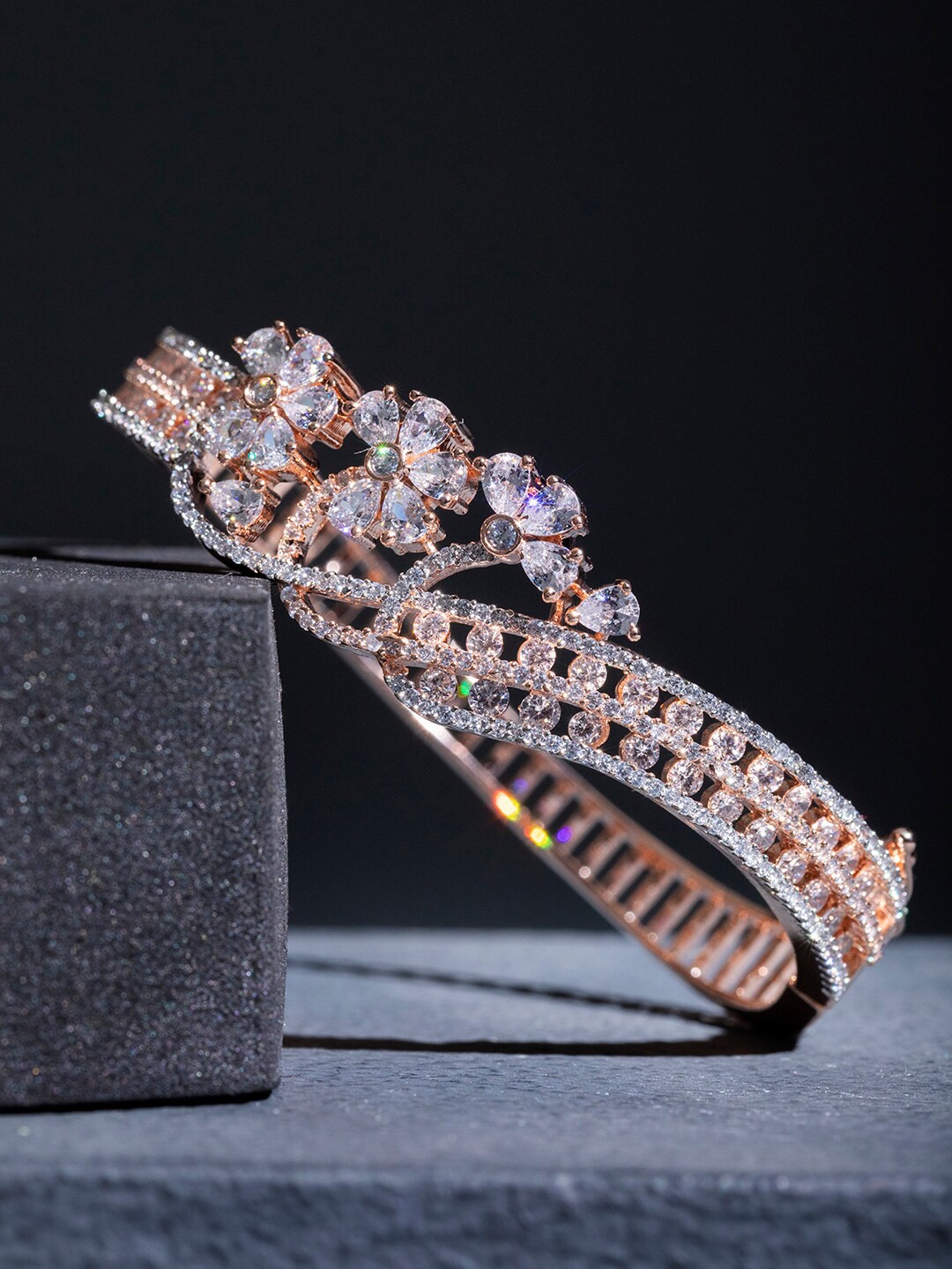 

Priyaasi Rose Gold-Plated American Diamond Link Bracelet
