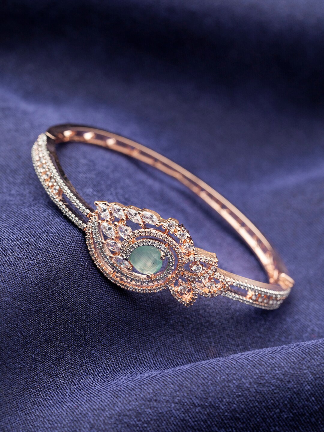 

Priyaasi Rose Gold-Plated American Diamond Cuff Bracelet