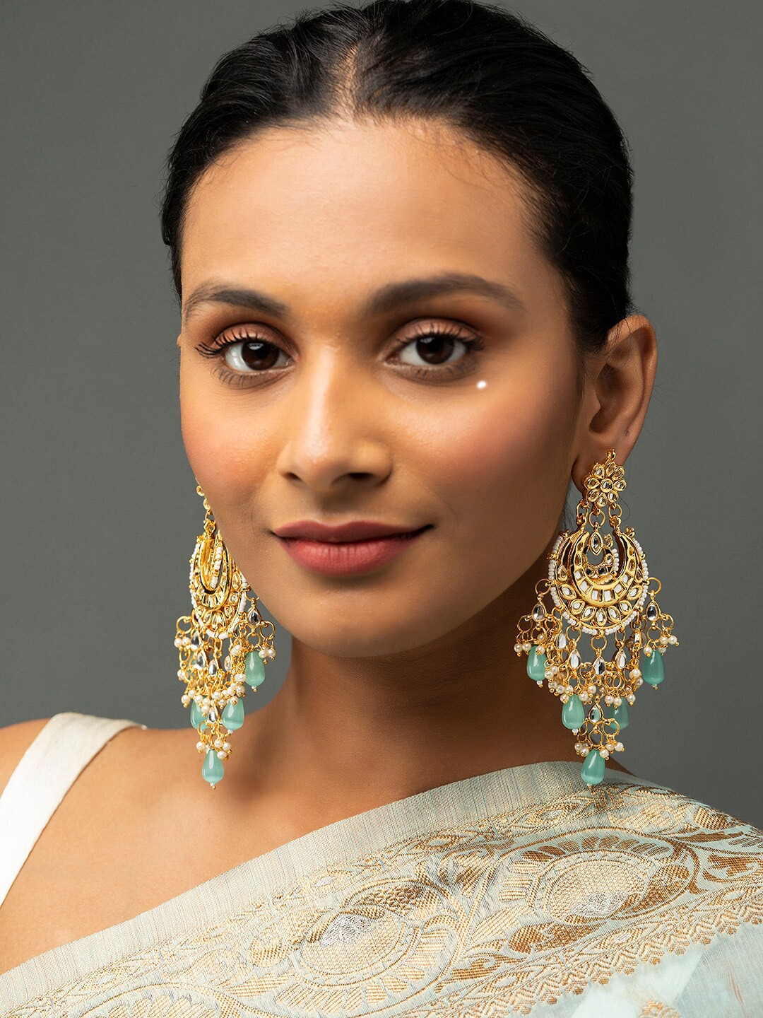 

Priyaasi Gold-Plated Contemporary Drop Earrings