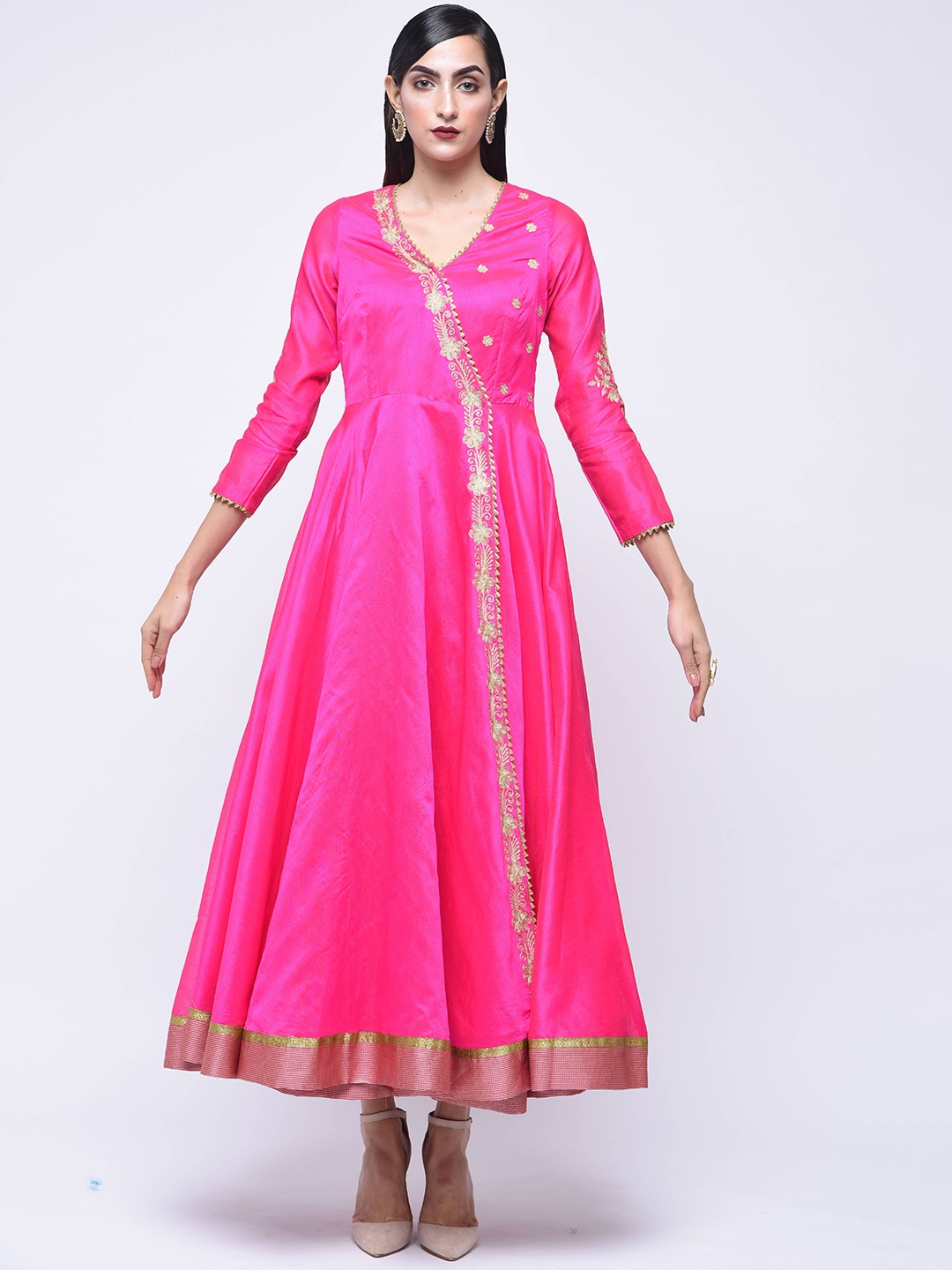 

KAANCHIE NANGGIA Ethnic Motifs Embroidered Ethnic Dress, Fuchsia