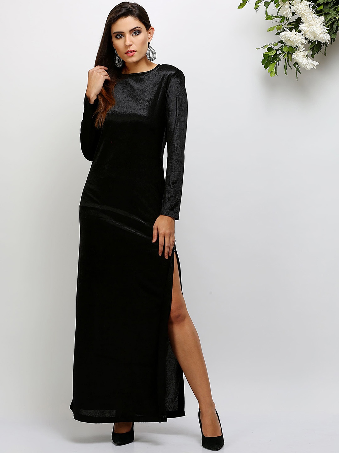

KAANCHIE NANGGIA Side Slit Maxi Dress, Black