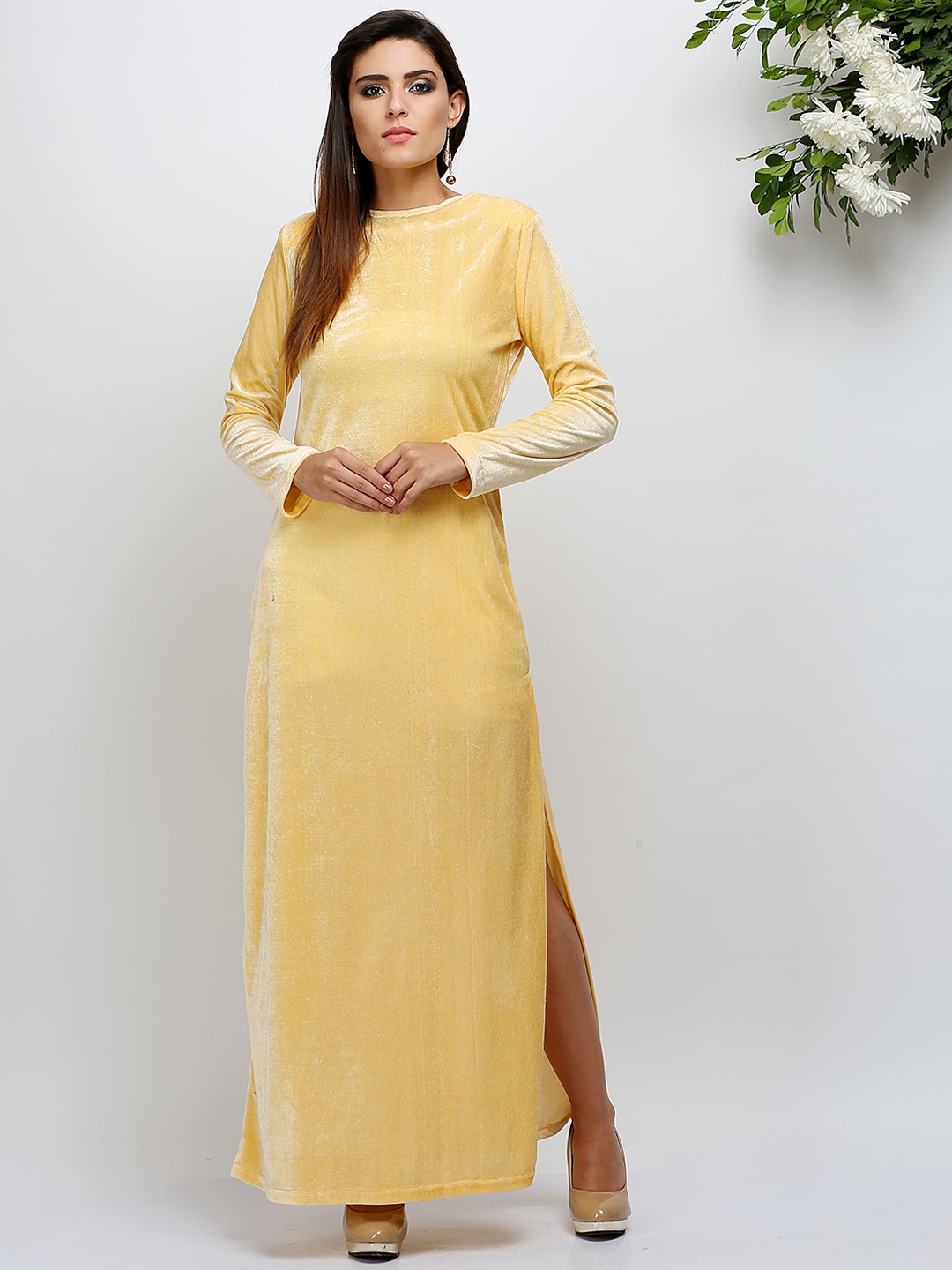 

KAANCHIE NANGGIA Velvet Maxi Dress, Yellow