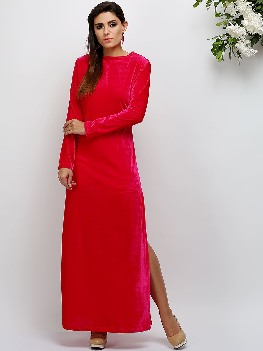 

KAANCHIE NANGGIA Side Slit Maxi Dress, Red