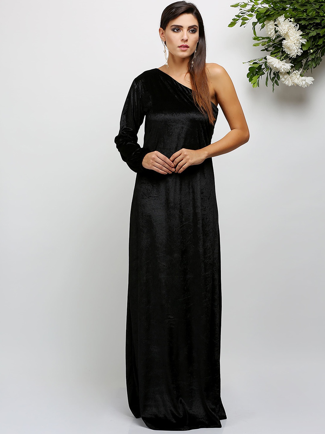 

KAANCHIE NANGGIA One Shoulder Maxi Dress, Black