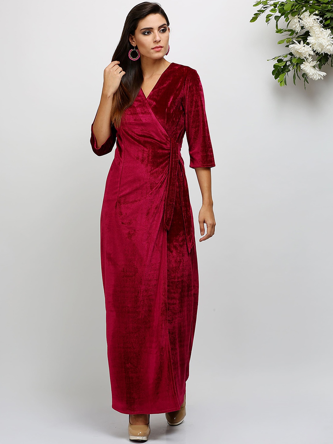 

KAANCHIE NANGGIA V-Neck Maxi Dress, Magenta