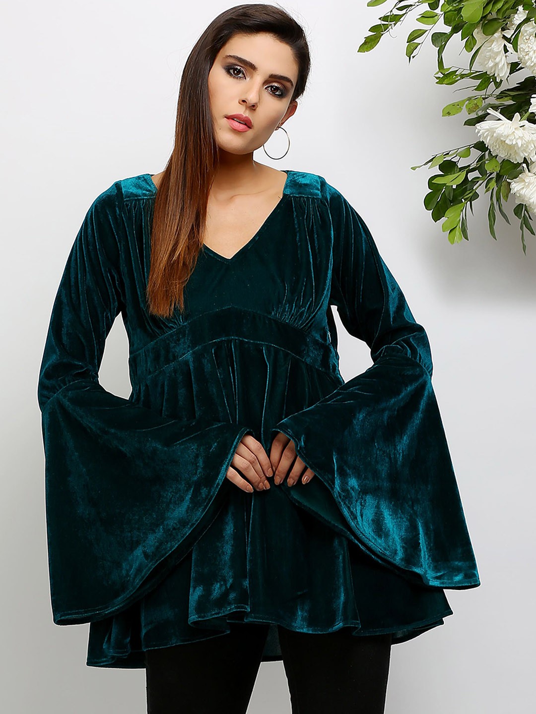 

KAANCHIE NANGGIA Velvet Tunic, Teal