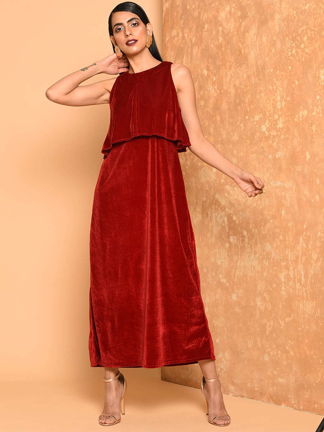 

KAANCHIE NANGGIA Sleeveless Maxi Dress, Maroon