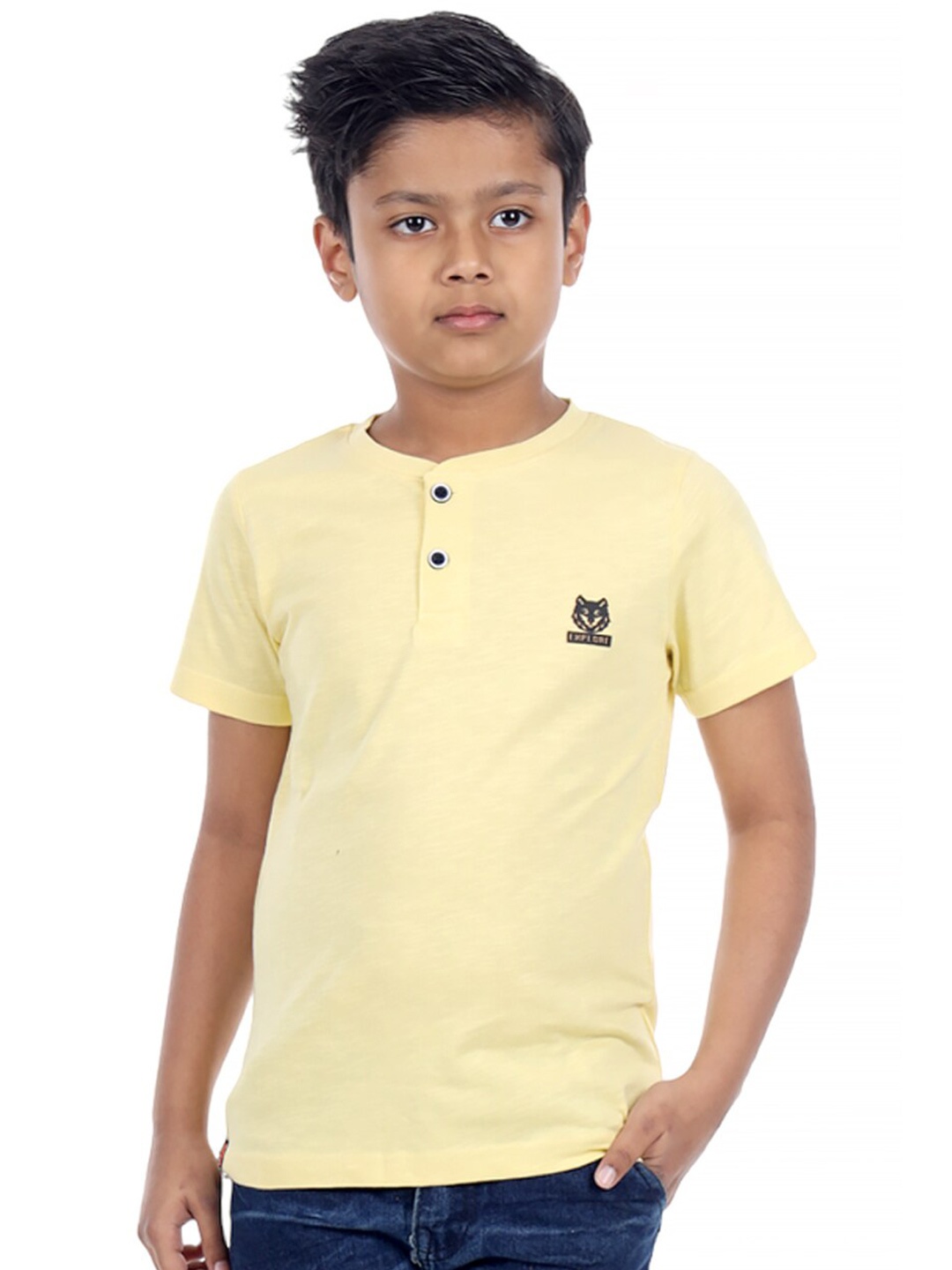 

3PIN Boys Henley Neck Cotton T-Shirt, Yellow