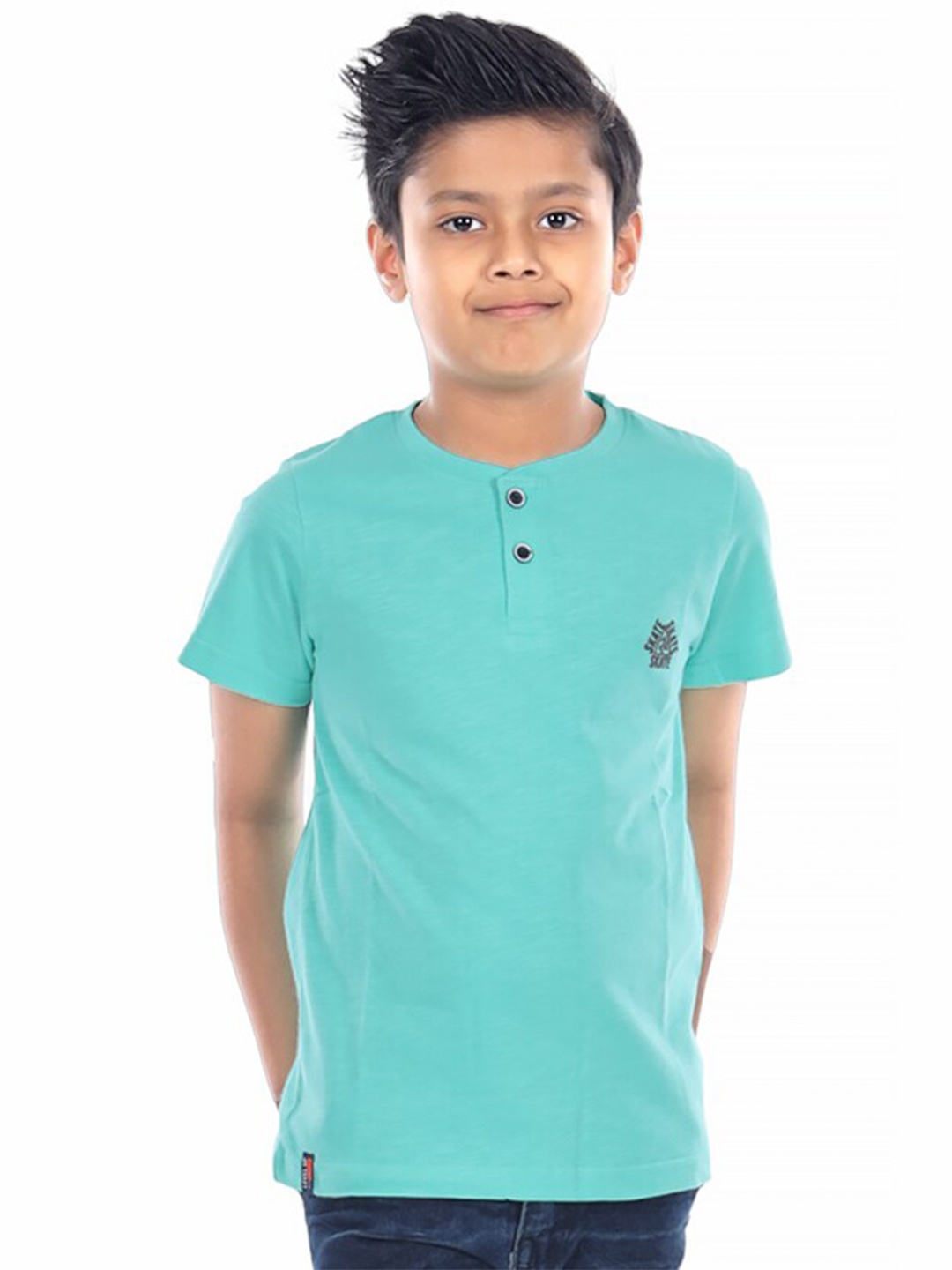 

3PIN Boys Henley Neck Cotton T-Shirt, Turquoise blue