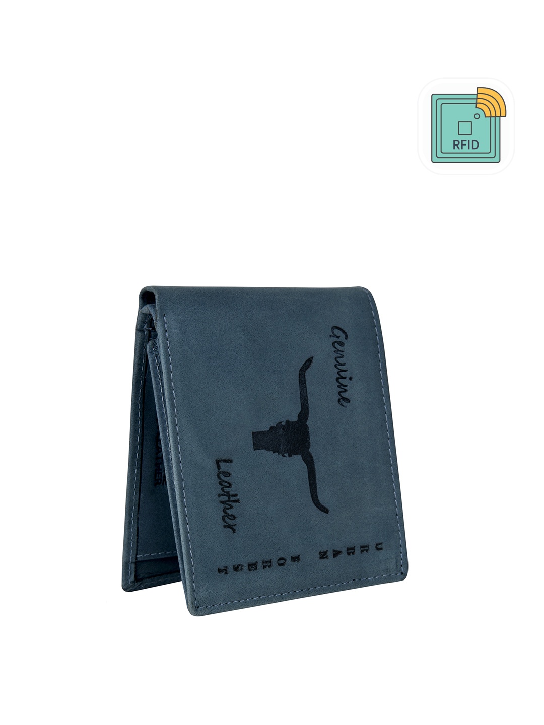 

URBAN FOREST Men Leather RFID Two Fold Wallet, Blue