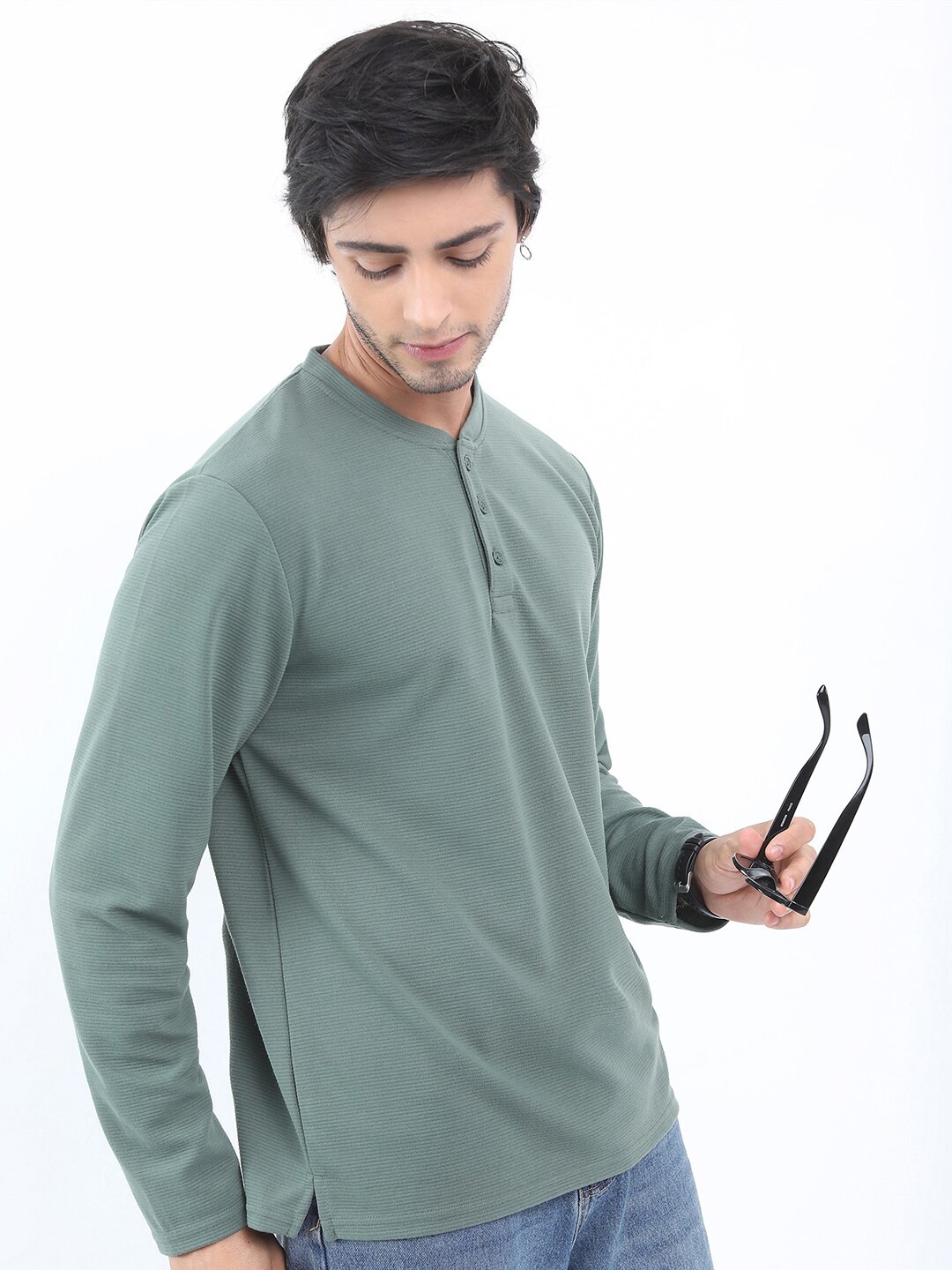 

KETCH Men Structured Regular Fit T-shirt, Green
